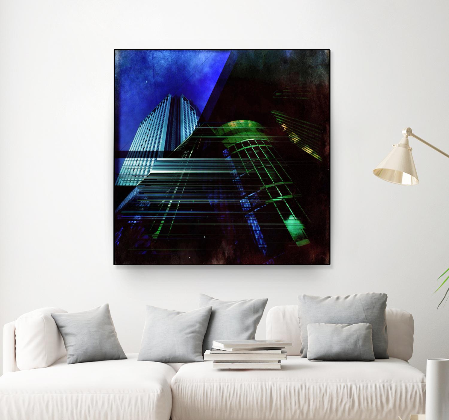 Skyscrapers 2 by Jean-François Dupuis on GIANT ART - green contemporary down town