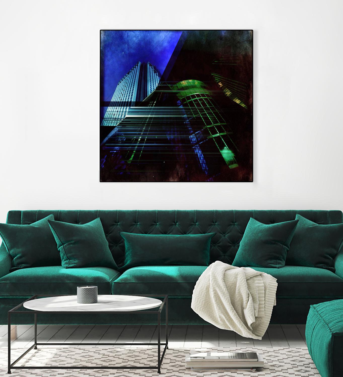 Skyscrapers 2 by Jean-François Dupuis on GIANT ART - green contemporary down town