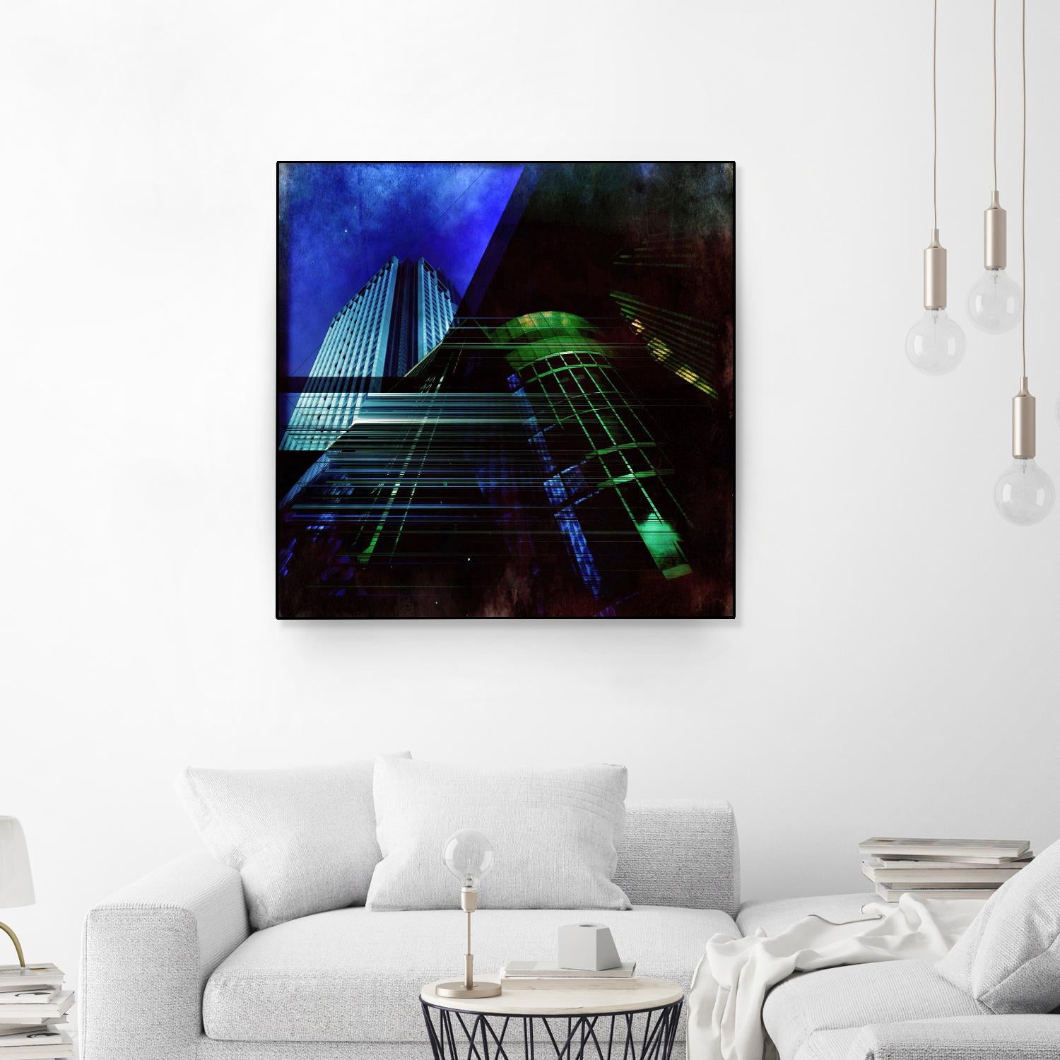 Skyscrapers 2 by Jean-François Dupuis on GIANT ART - green contemporary down town