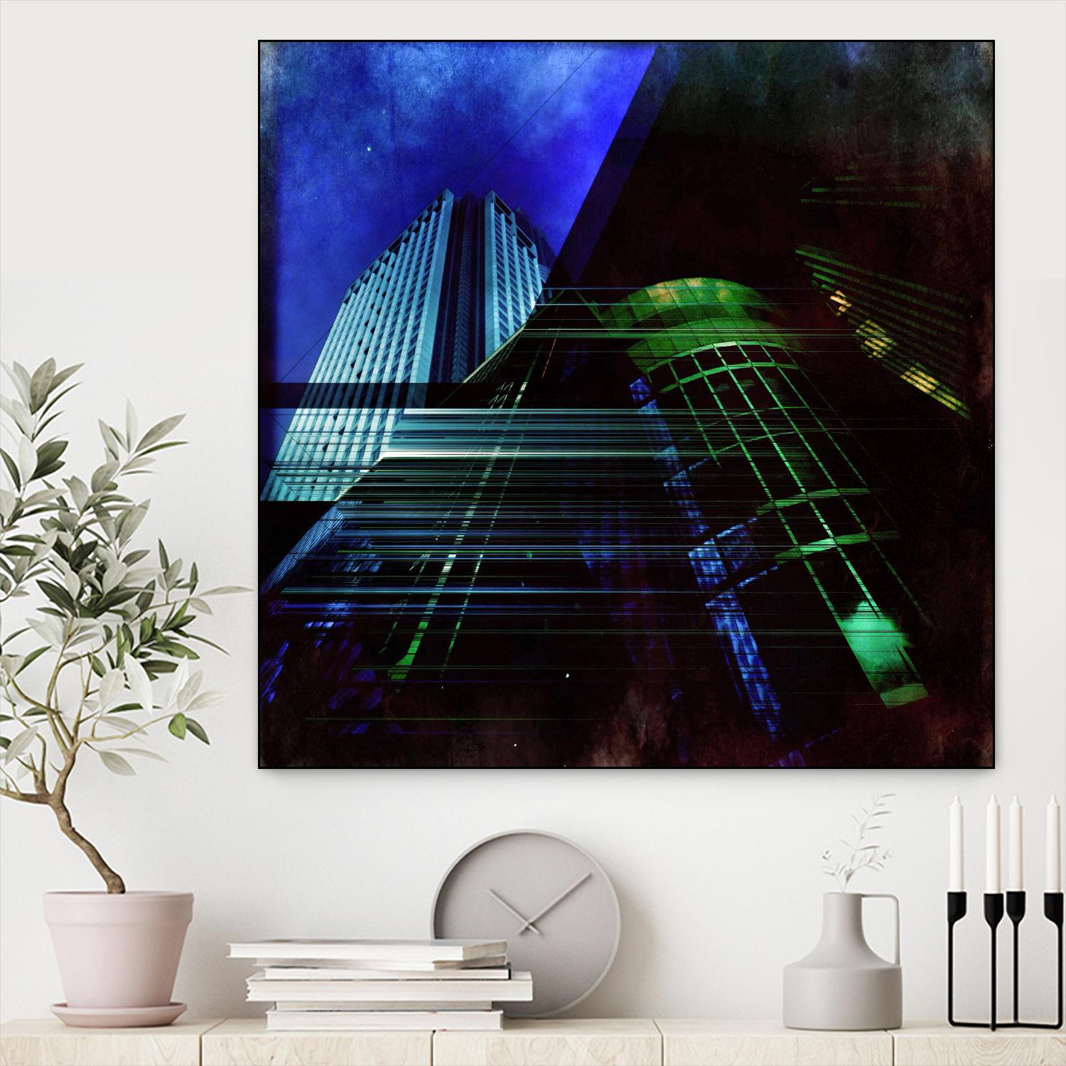 Skyscrapers 2 by Jean-François Dupuis on GIANT ART - green contemporary down town
