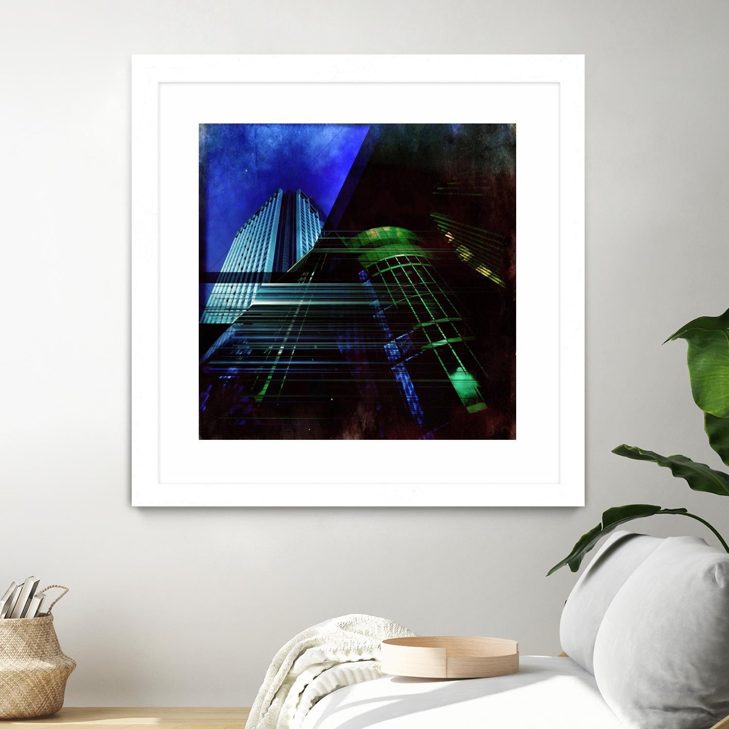 Skyscrapers 2 by Jean-François Dupuis on GIANT ART - green contemporary down town