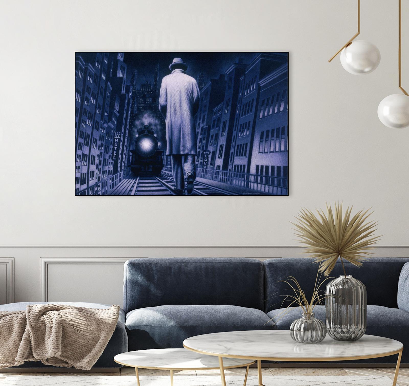 Narco Analyse by Alain Cardinal on GIANT ART - blue figurative ville