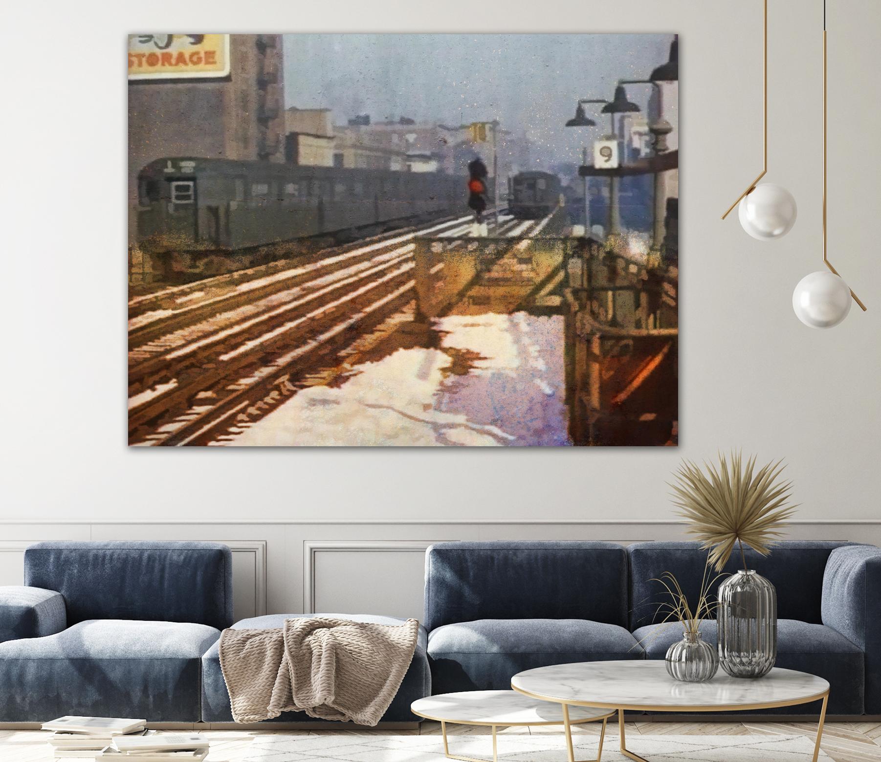 New York 1949 - 4 by Jean-François Dupuis on GIANT ART - beige city scene wagon