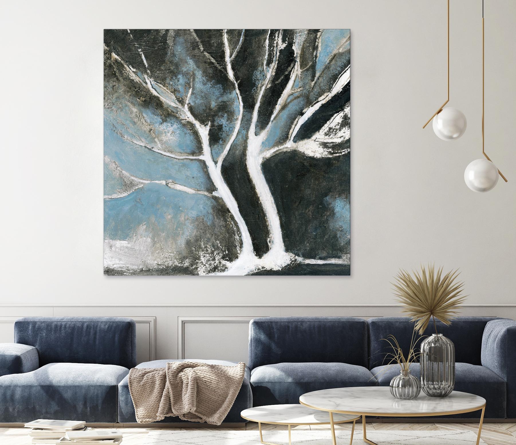 Glacial blue II by Kathleen Cloutier on GIANT ART - blue abstract arbres