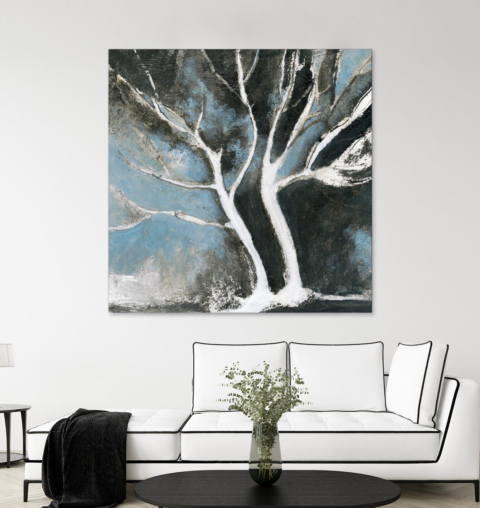 Glacial blue II by Kathleen Cloutier on GIANT ART - blue abstract arbres