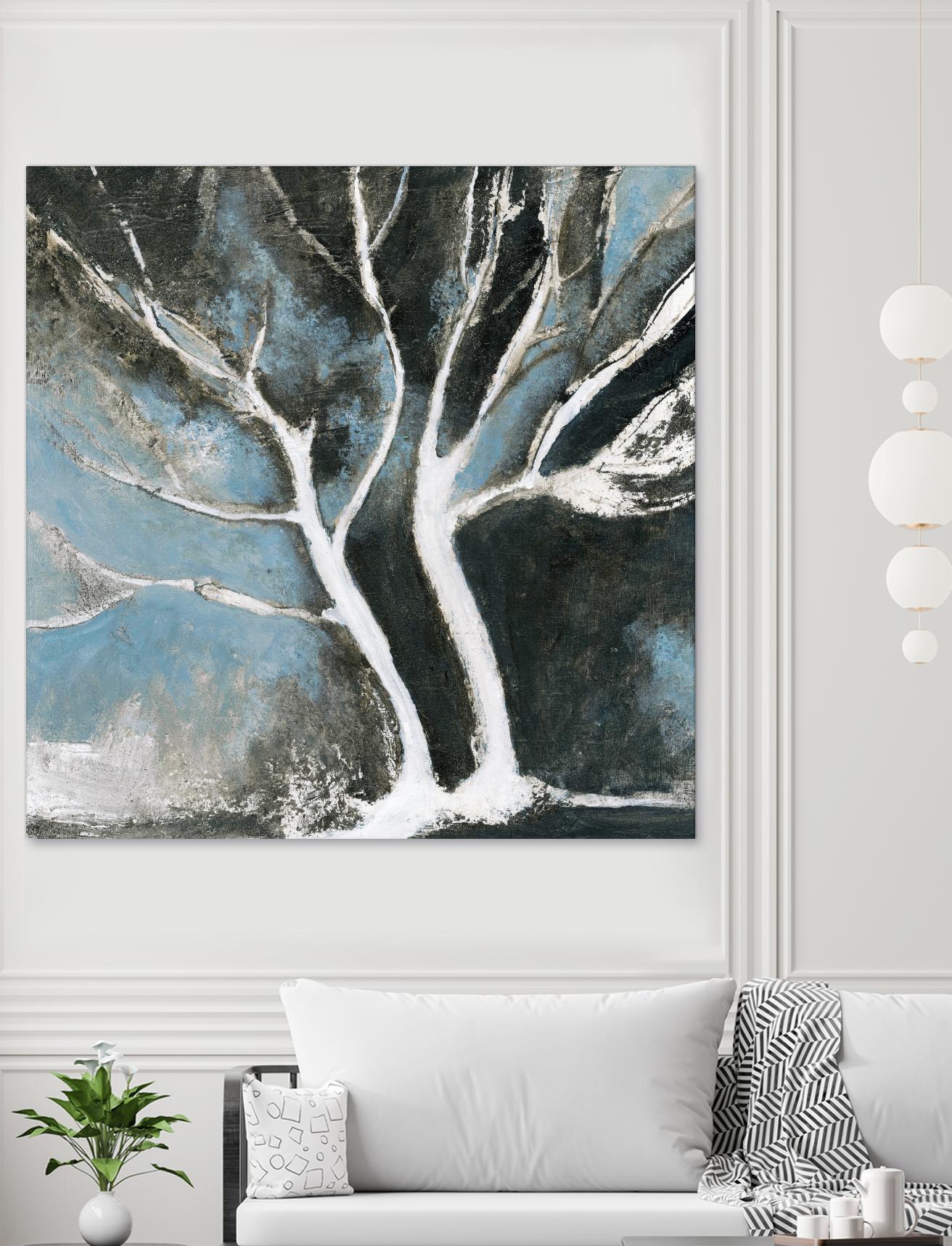 Glacial blue II by Kathleen Cloutier on GIANT ART - blue abstract arbres