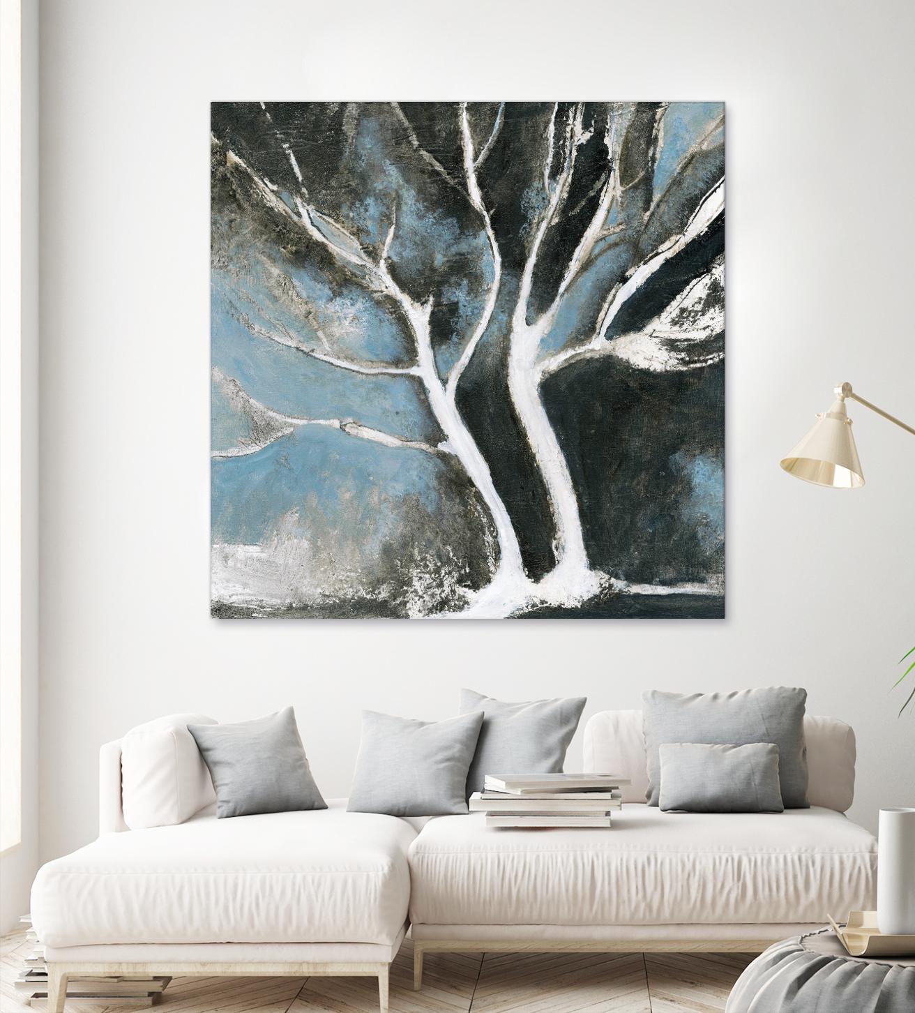 Glacial blue II by Kathleen Cloutier on GIANT ART - blue abstract arbres
