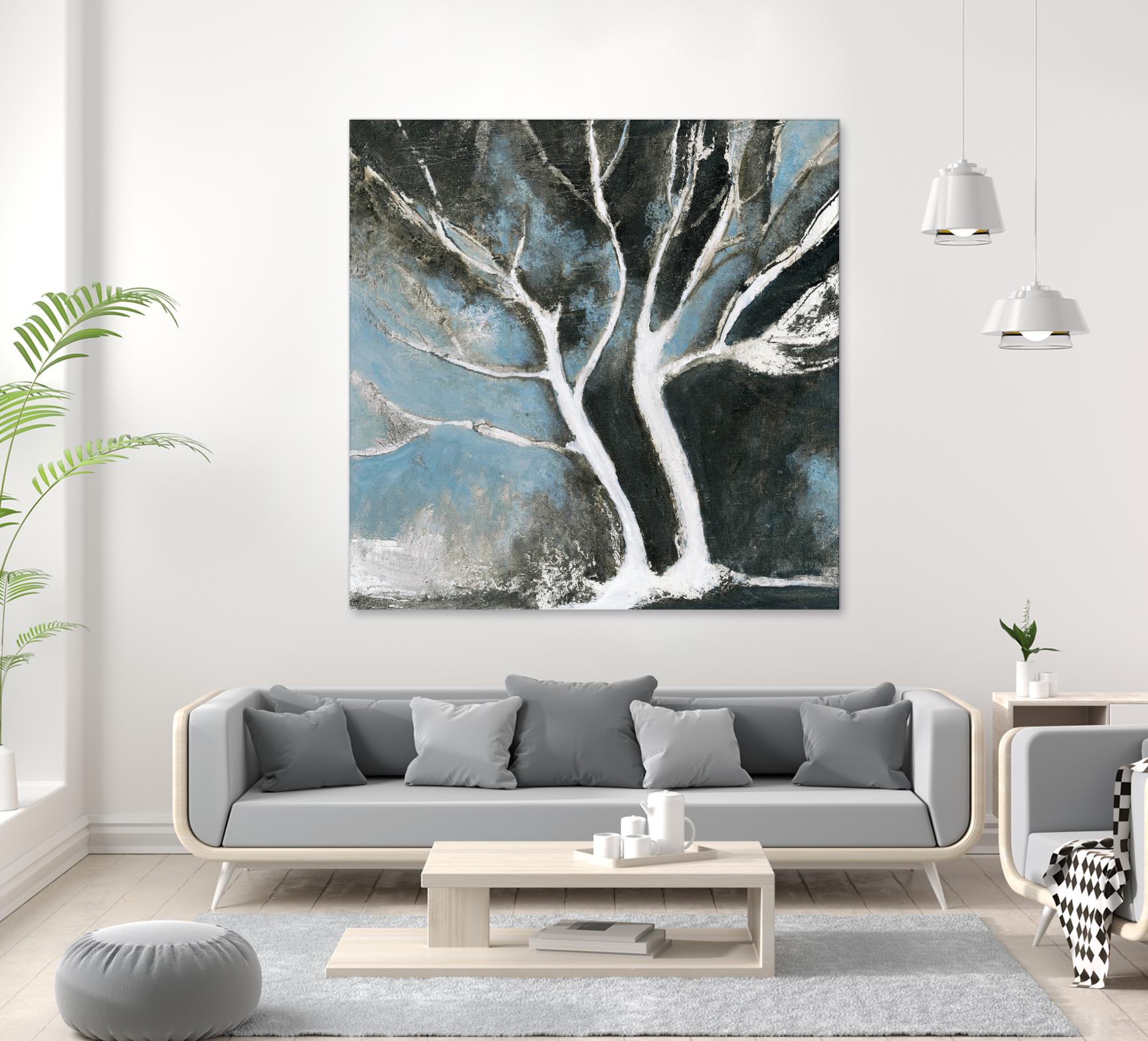 Glacial blue II by Kathleen Cloutier on GIANT ART - blue abstract arbres