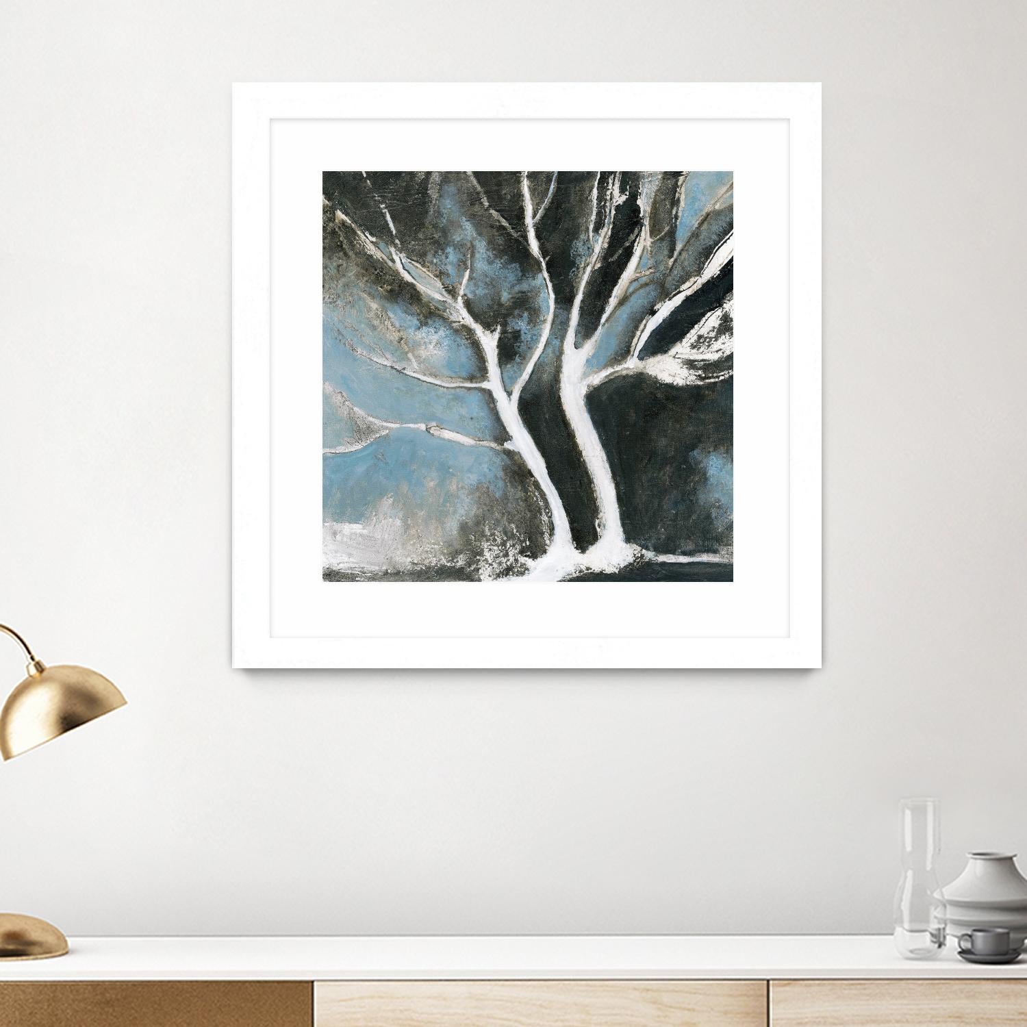 Glacial blue II by Kathleen Cloutier on GIANT ART - blue abstract arbres
