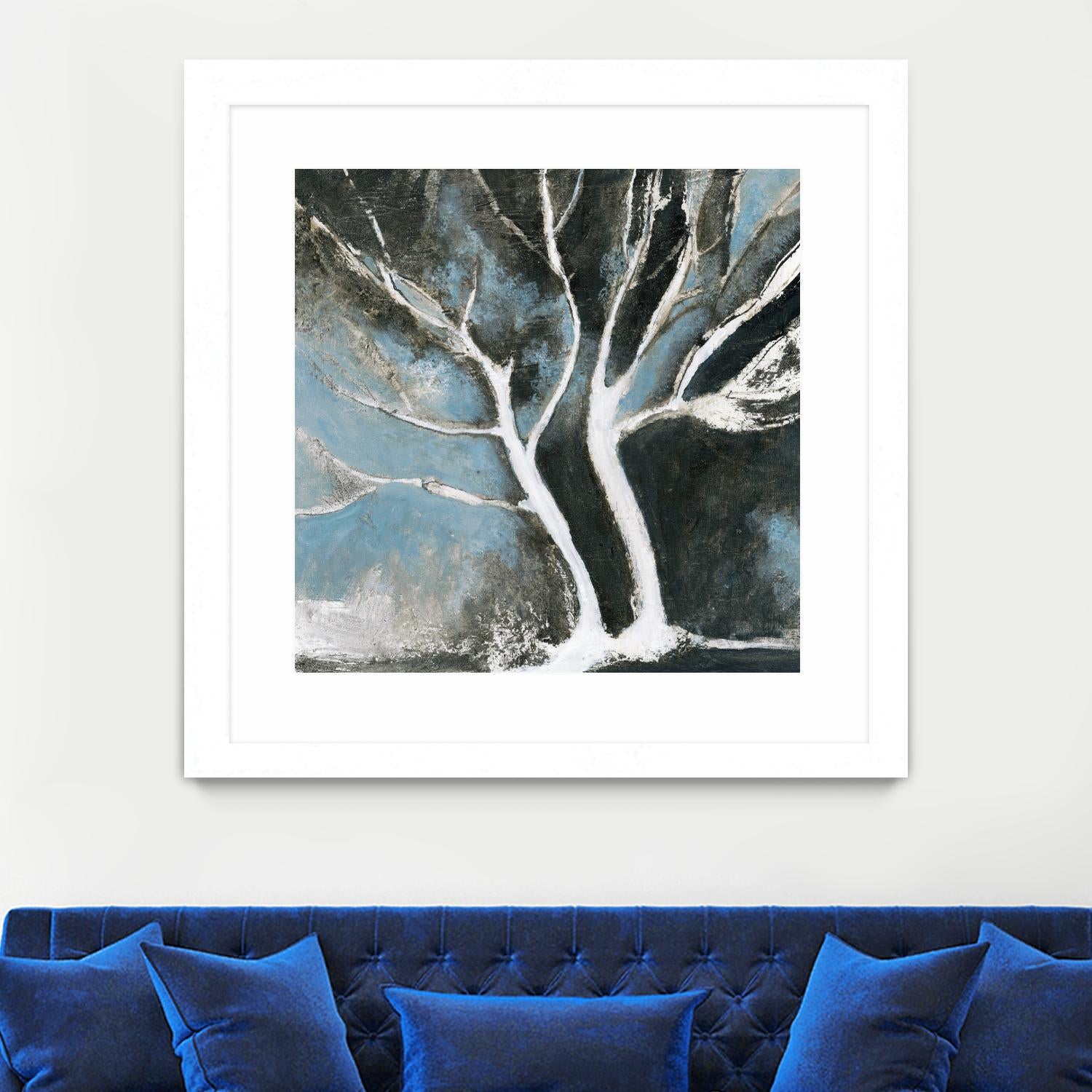 Glacial blue II by Kathleen Cloutier on GIANT ART - blue abstract arbres