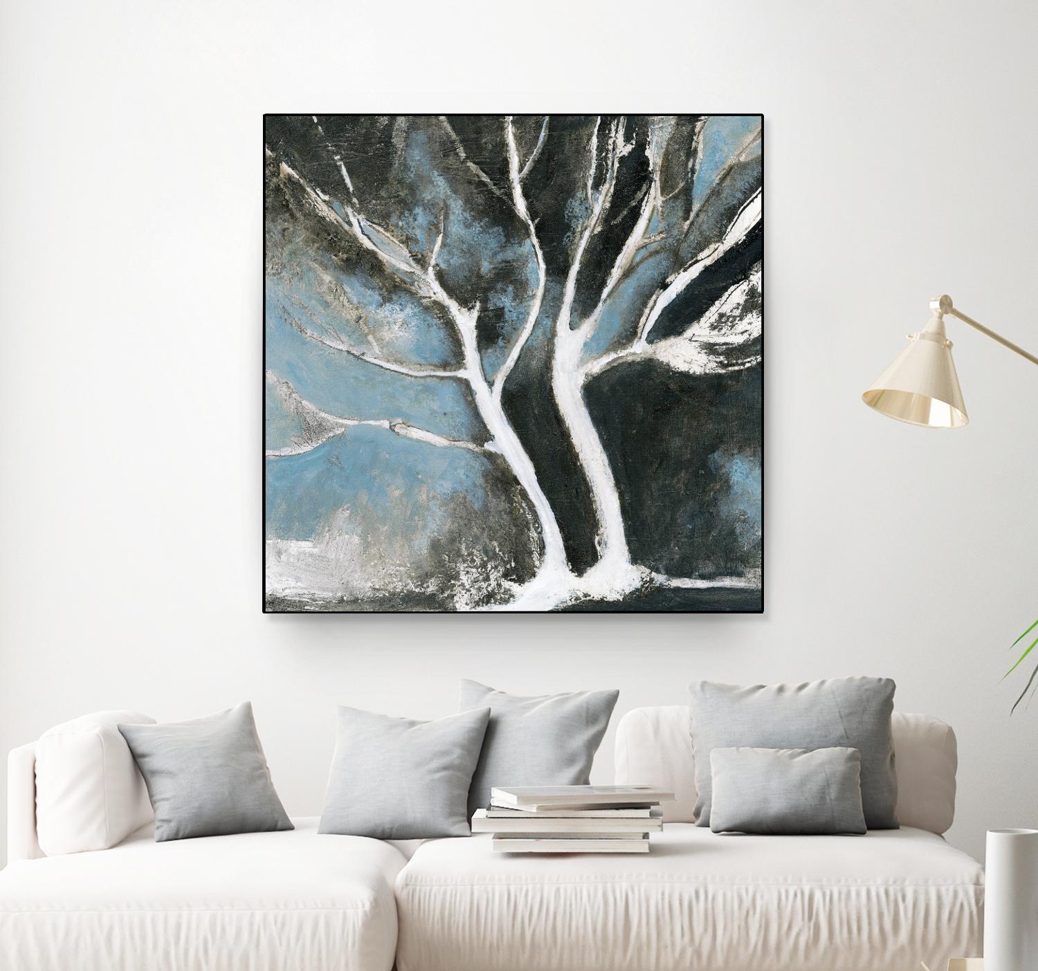 Glacial blue II by Kathleen Cloutier on GIANT ART - blue abstract arbres