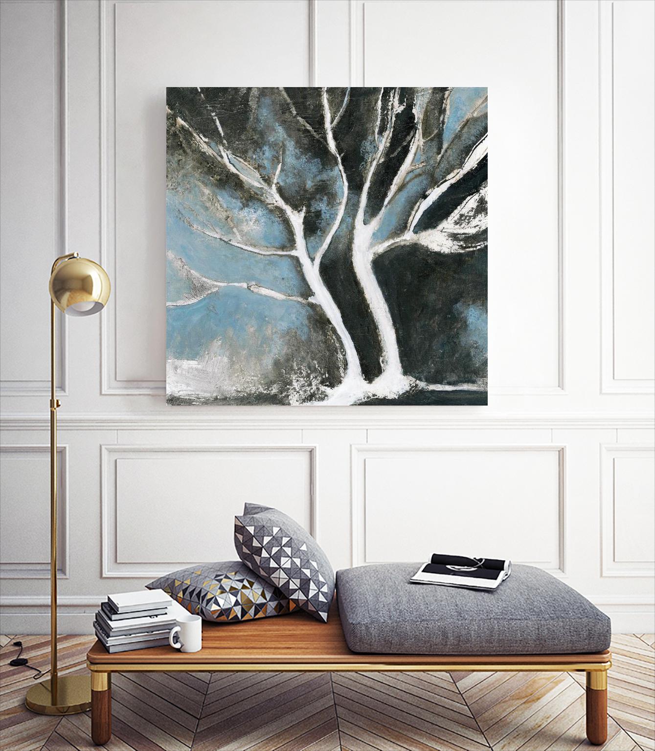 Glacial blue II by Kathleen Cloutier on GIANT ART - blue abstract arbres
