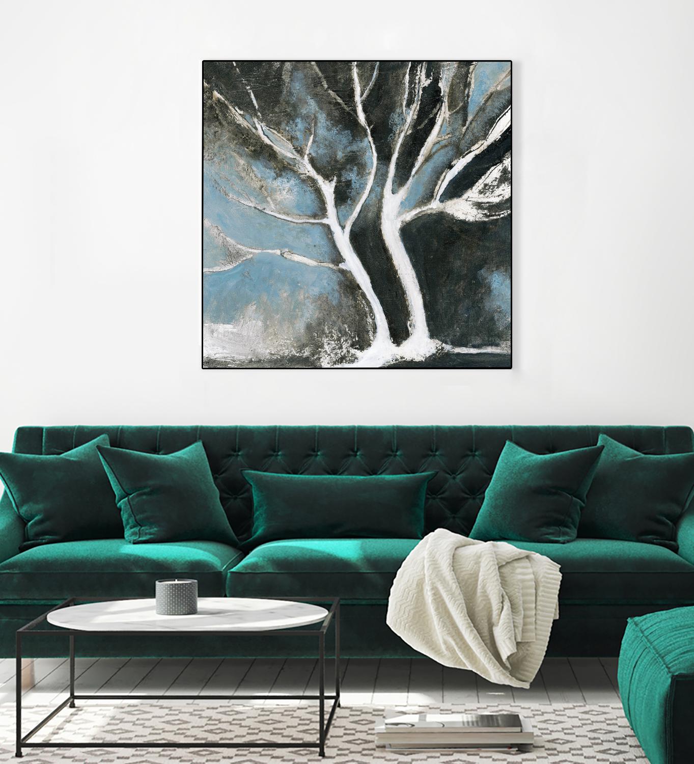 Glacial blue II by Kathleen Cloutier on GIANT ART - blue abstract arbres