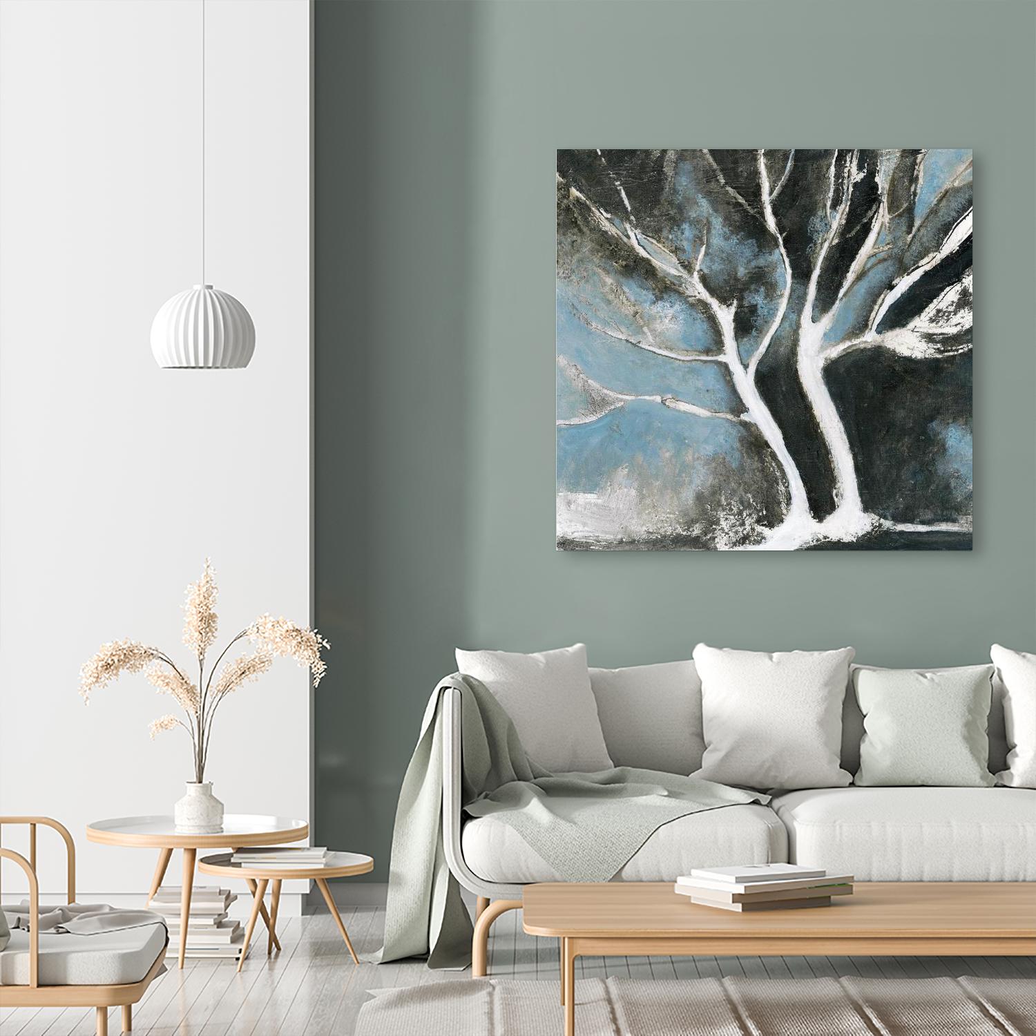 Glacial blue II by Kathleen Cloutier on GIANT ART - blue abstract arbres