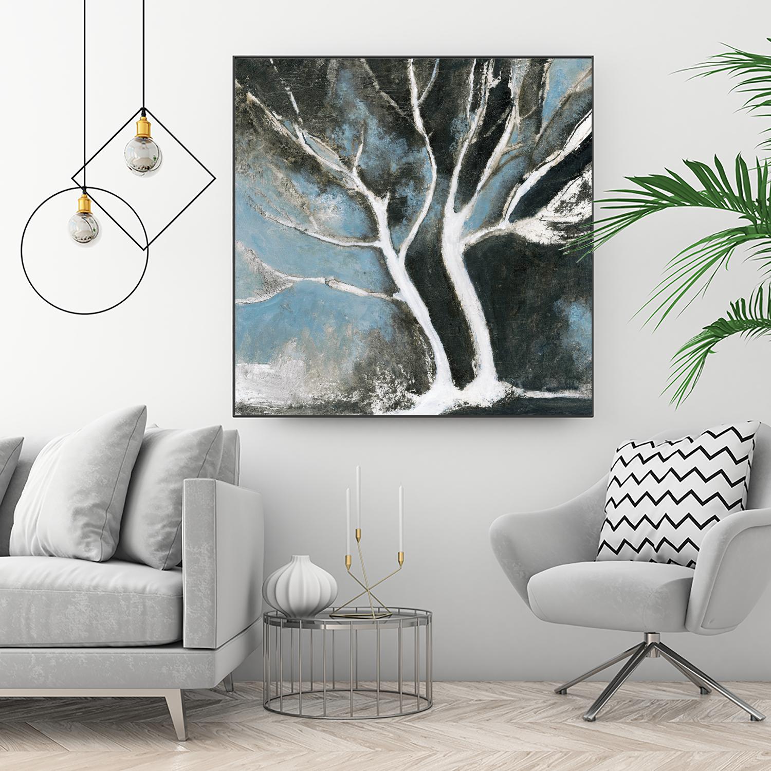 Glacial blue II by Kathleen Cloutier on GIANT ART - blue abstract arbres