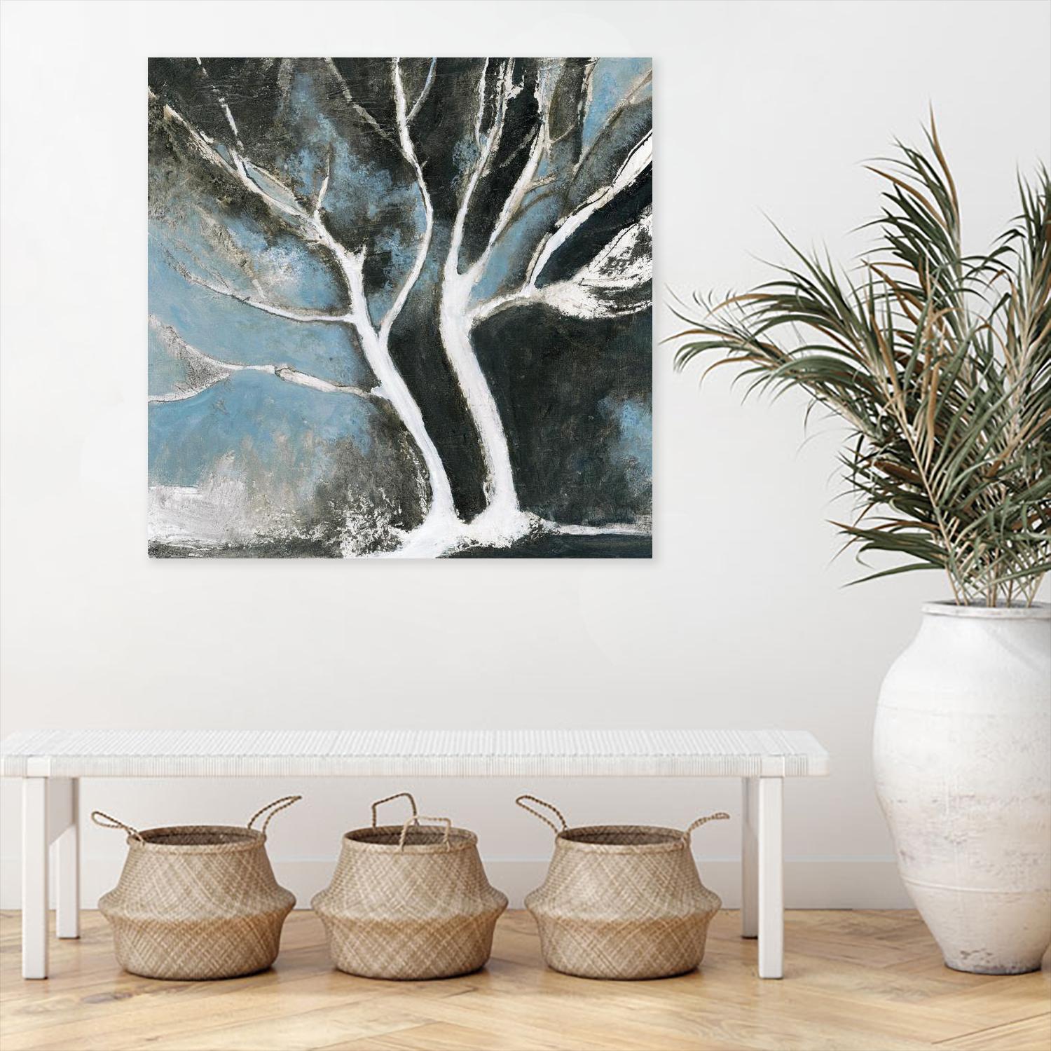 Glacial blue II by Kathleen Cloutier on GIANT ART - blue abstract arbres