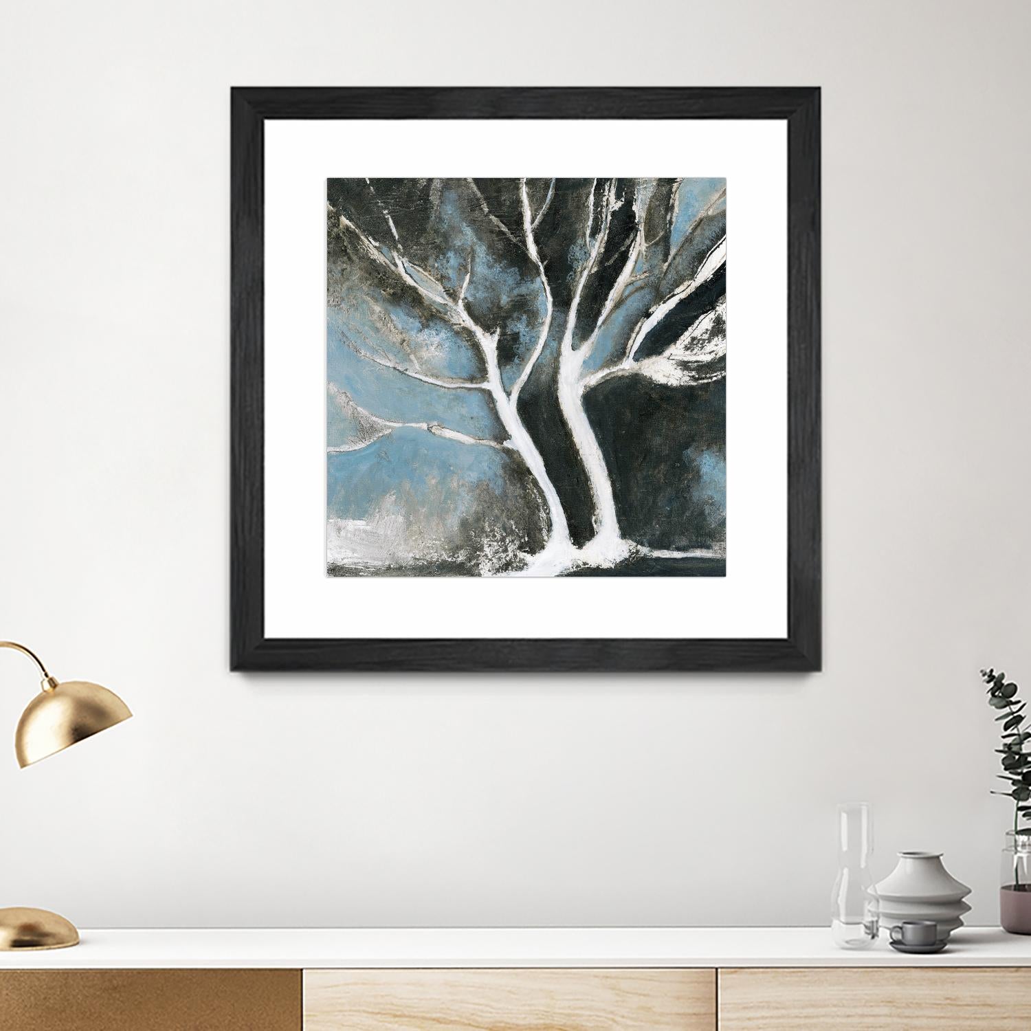 Glacial blue II by Kathleen Cloutier on GIANT ART - blue abstract arbres