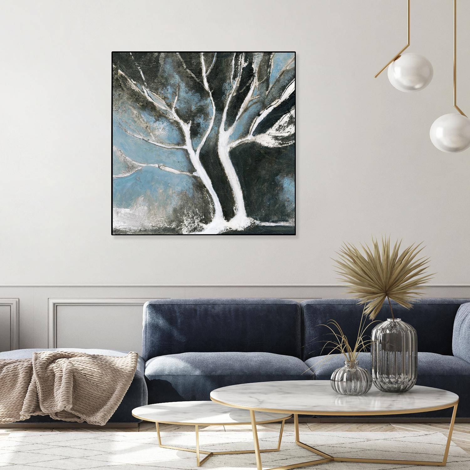 Glacial blue II by Kathleen Cloutier on GIANT ART - blue abstract arbres