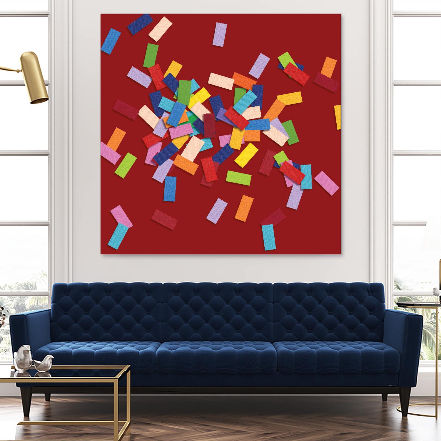CONFETTI B -rouge by Celine Cimon on GIANT ART - red abstract canadian