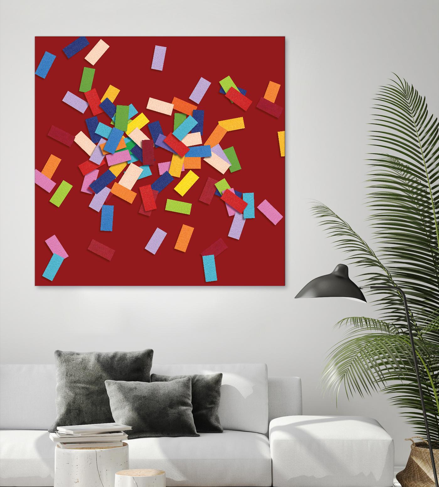 CONFETTI B -rouge by Celine Cimon on GIANT ART - red abstract canadian