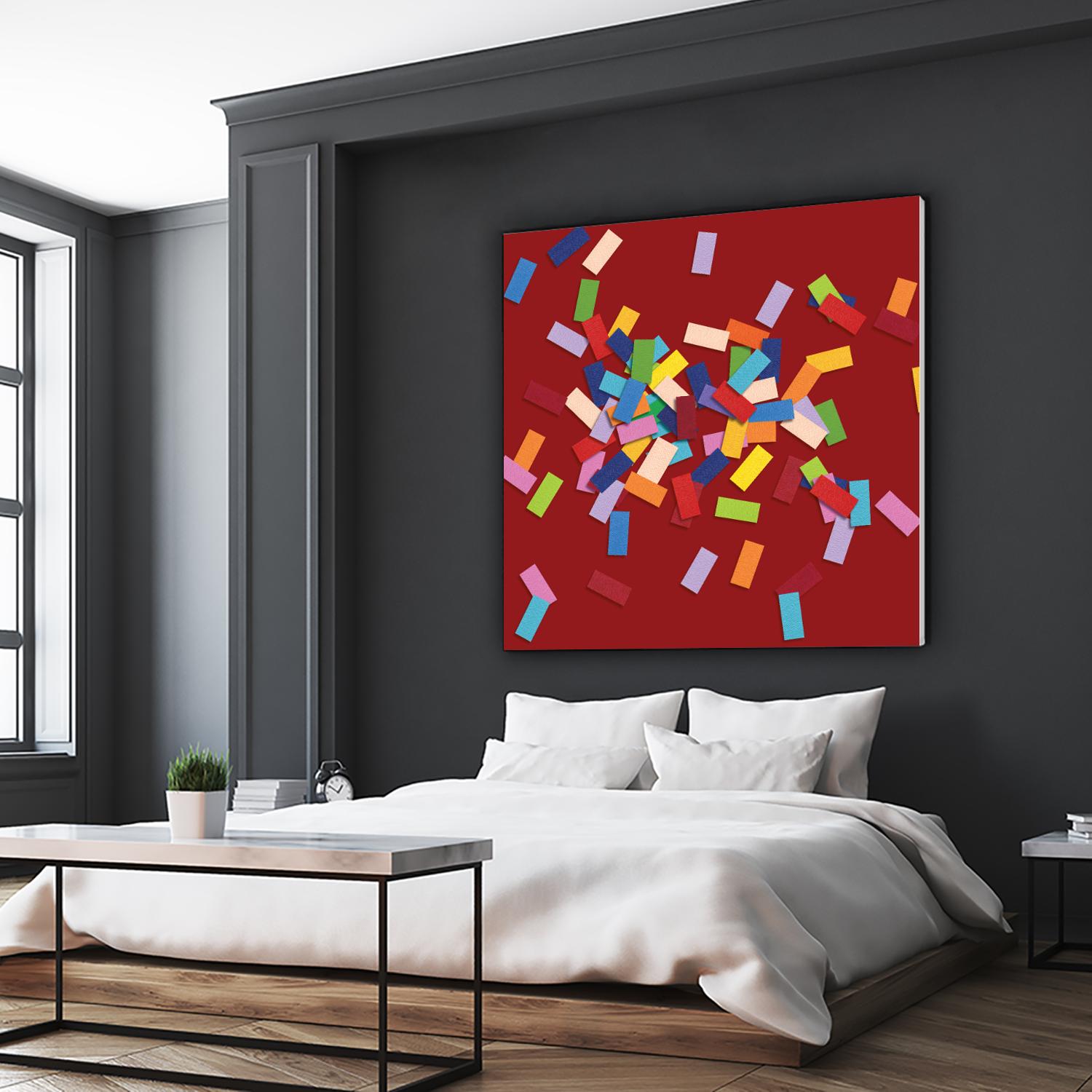 CONFETTI B -rouge by Celine Cimon on GIANT ART - red abstract canadian