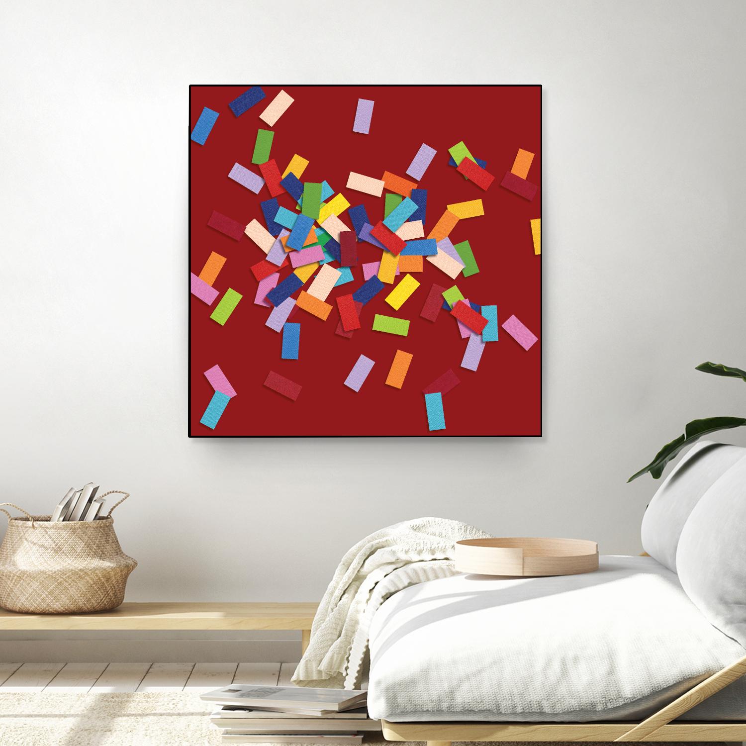 CONFETTI B -rouge by Celine Cimon on GIANT ART - red abstract canadian