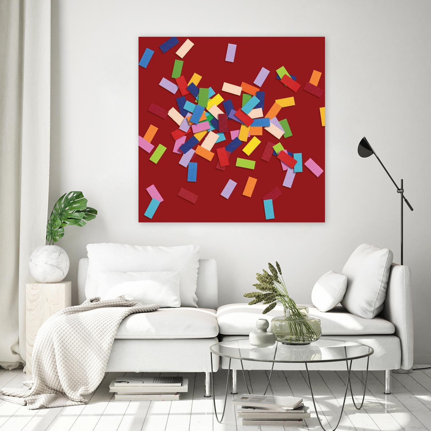 CONFETTI B -rouge by Celine Cimon on GIANT ART - red abstract canadian