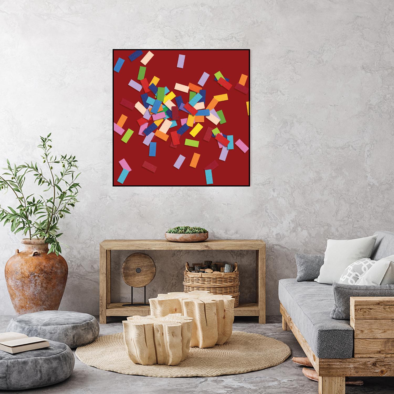 CONFETTI B -rouge by Celine Cimon on GIANT ART - red abstract canadian