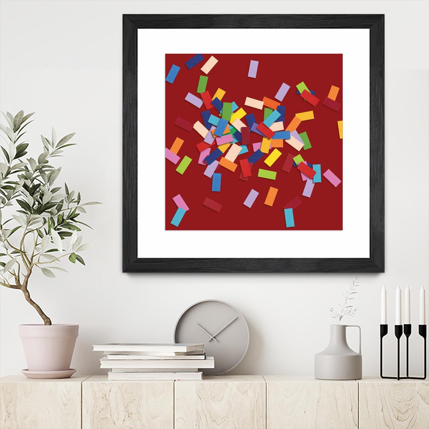 CONFETTI B -rouge by Celine Cimon on GIANT ART - red abstract canadian