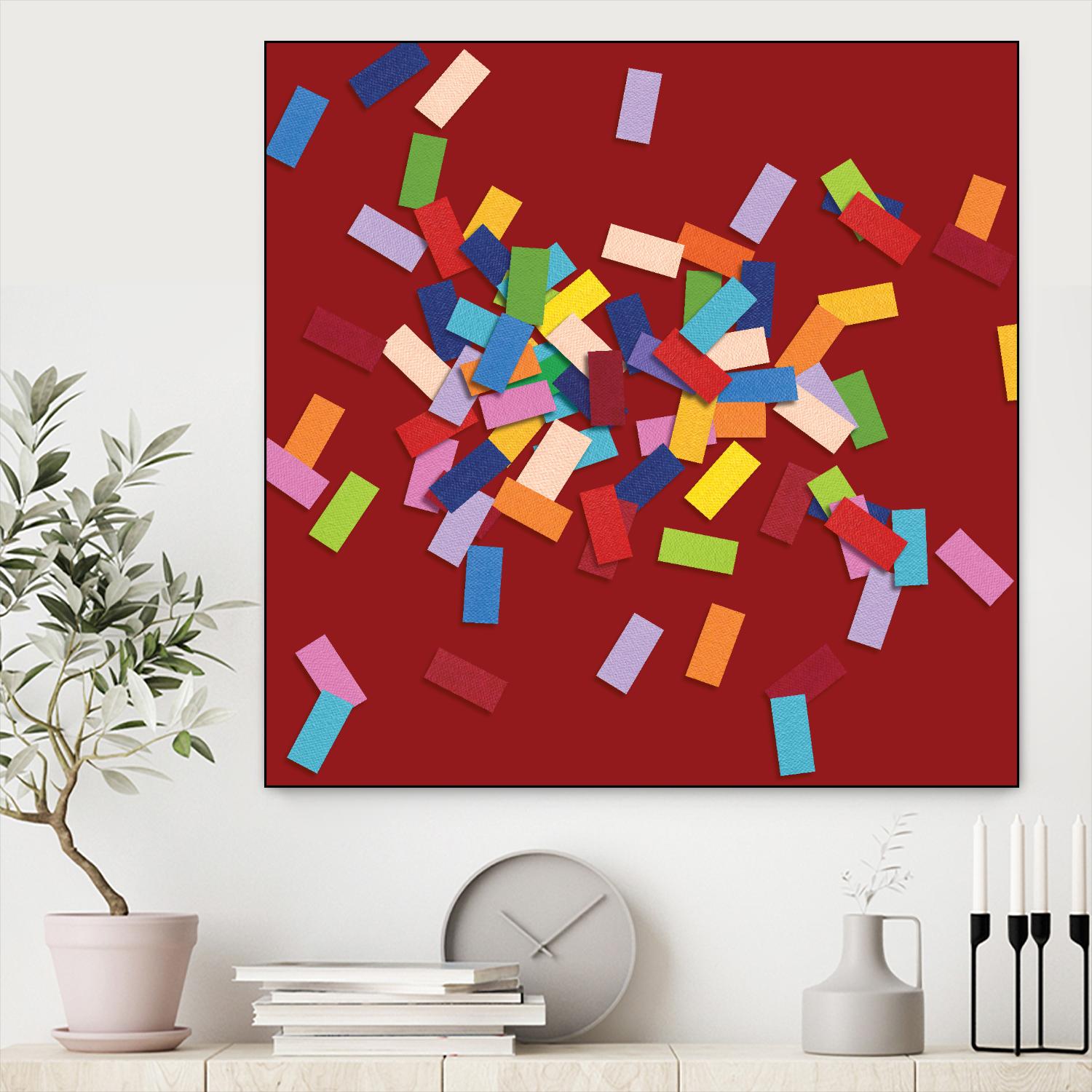 CONFETTI B -rouge by Celine Cimon on GIANT ART - red abstract canadian