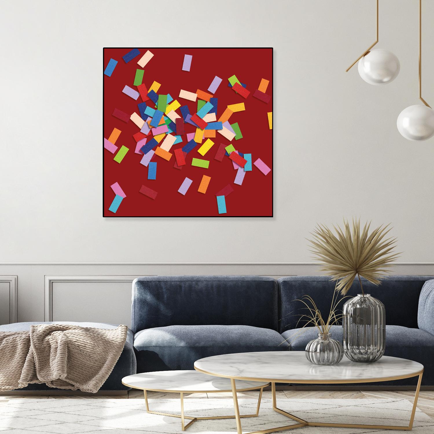 CONFETTI B -rouge by Celine Cimon on GIANT ART - red abstract canadian