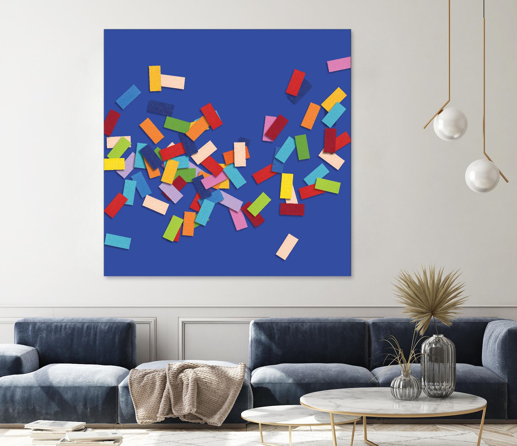 CONFETTI C -bleu by Celine Cimon on GIANT ART - blue abstract canadian