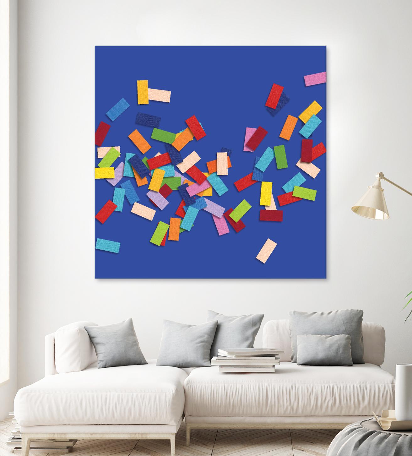 CONFETTI C -bleu by Celine Cimon on GIANT ART - blue abstract canadian