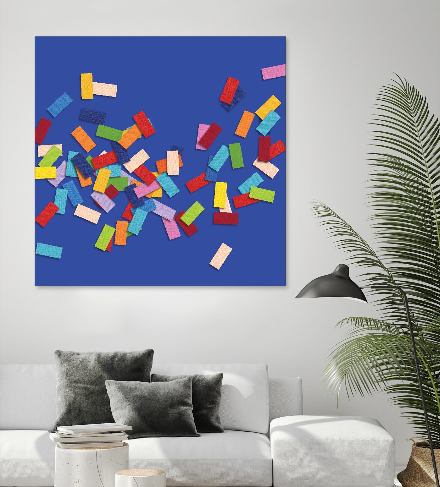 CONFETTI C -bleu by Celine Cimon on GIANT ART - blue abstract canadian