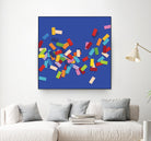 CONFETTI C -bleu by Celine Cimon on GIANT ART - blue abstract canadian