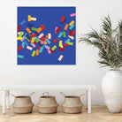 CONFETTI C -bleu by Celine Cimon on GIANT ART - blue abstract canadian