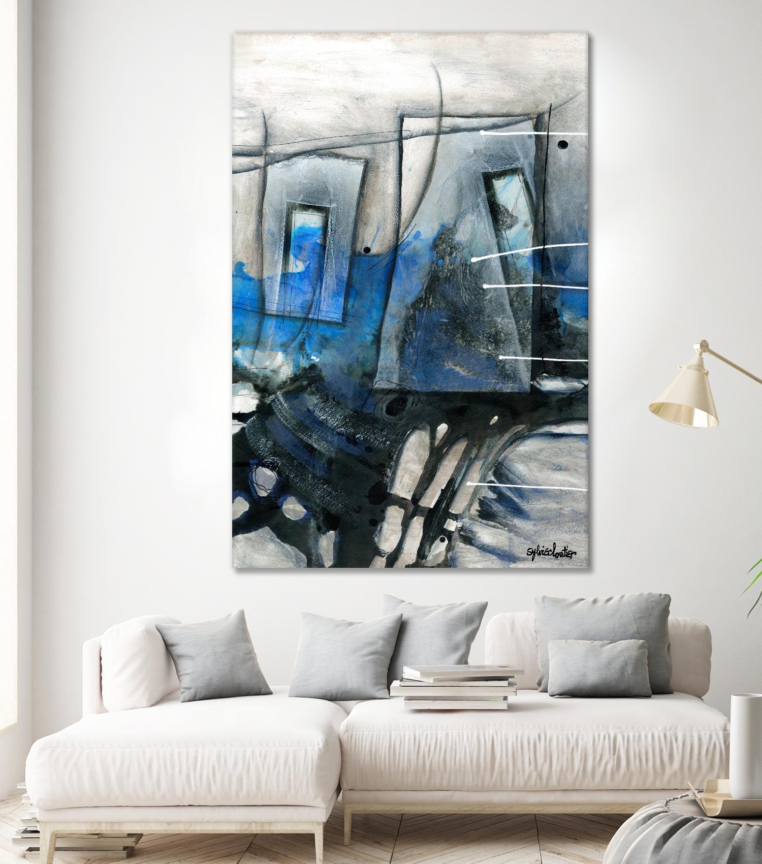 Chutes - T2 by Sylvie Cloutier on GIANT ART - grey abstract