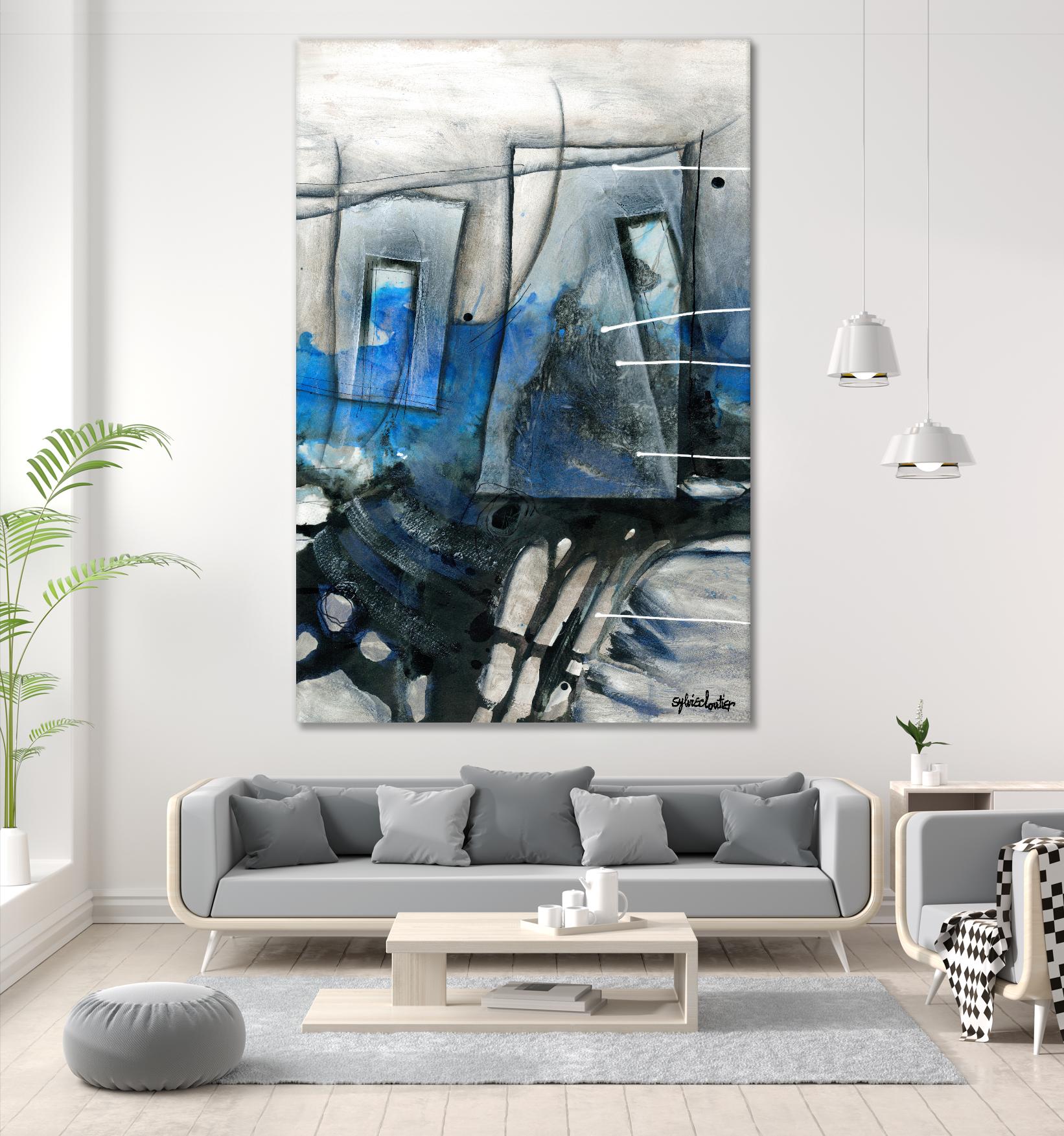 Chutes - T2 by Sylvie Cloutier on GIANT ART - grey abstract