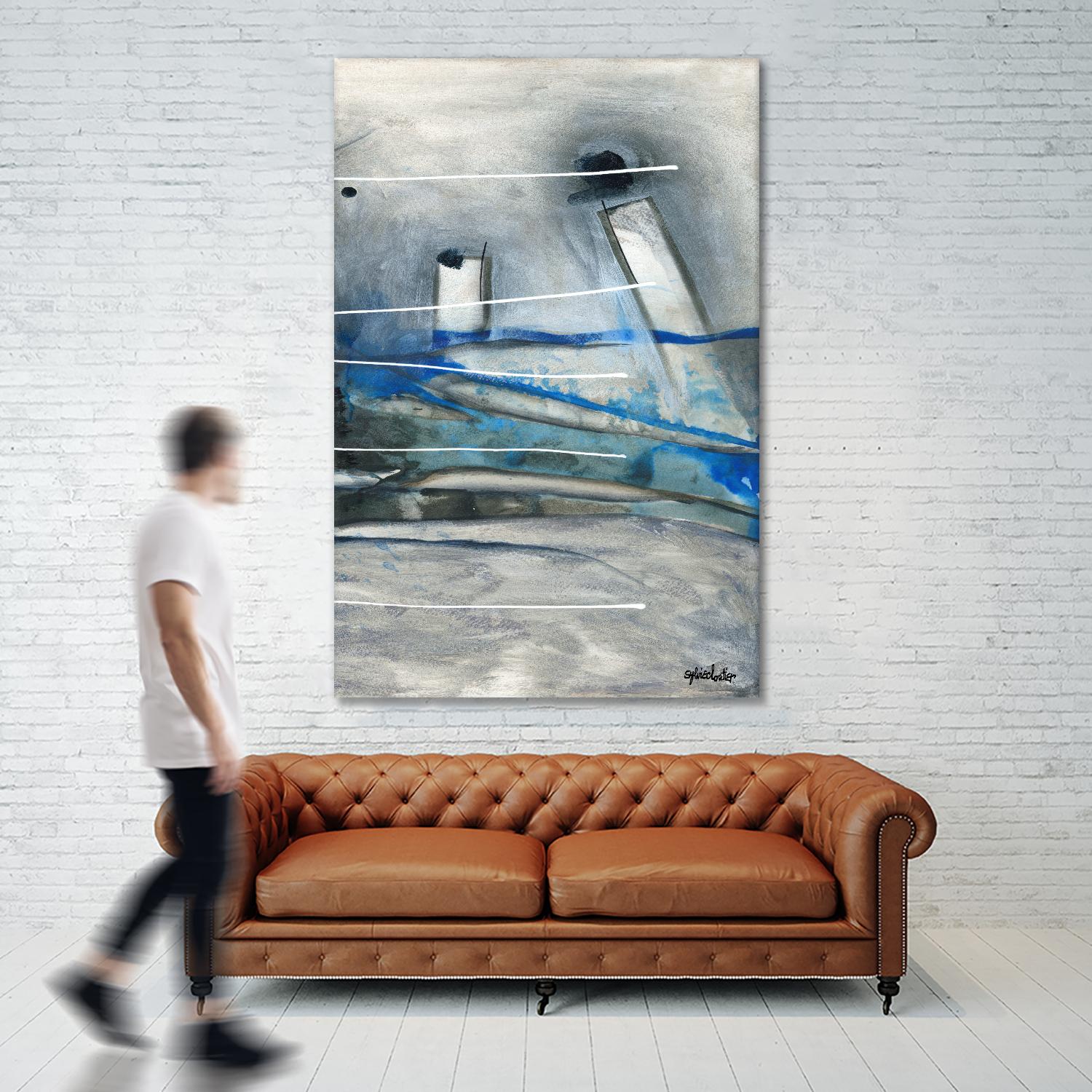 Chutes - T3 by Sylvie Cloutier on GIANT ART - grey abstract