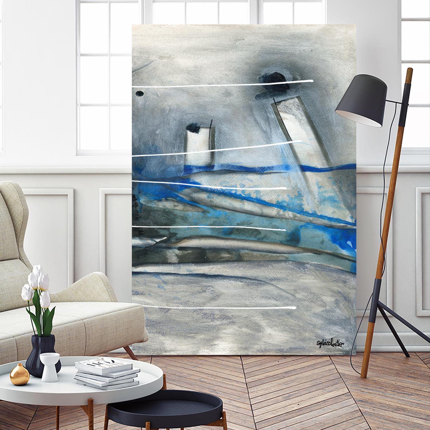 Chutes - T3 by Sylvie Cloutier on GIANT ART - grey abstract