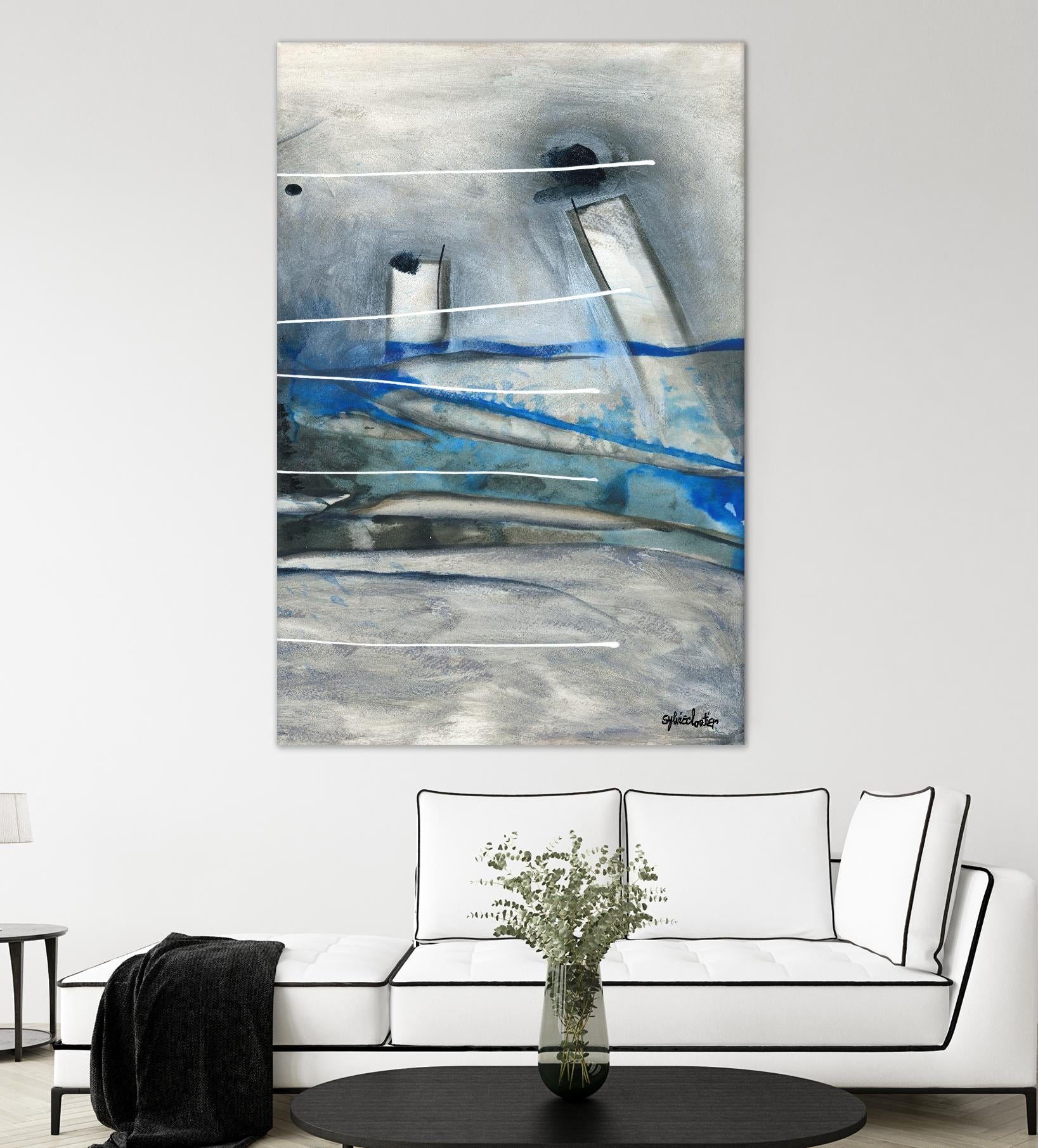 Chutes - T3 by Sylvie Cloutier on GIANT ART - grey abstract