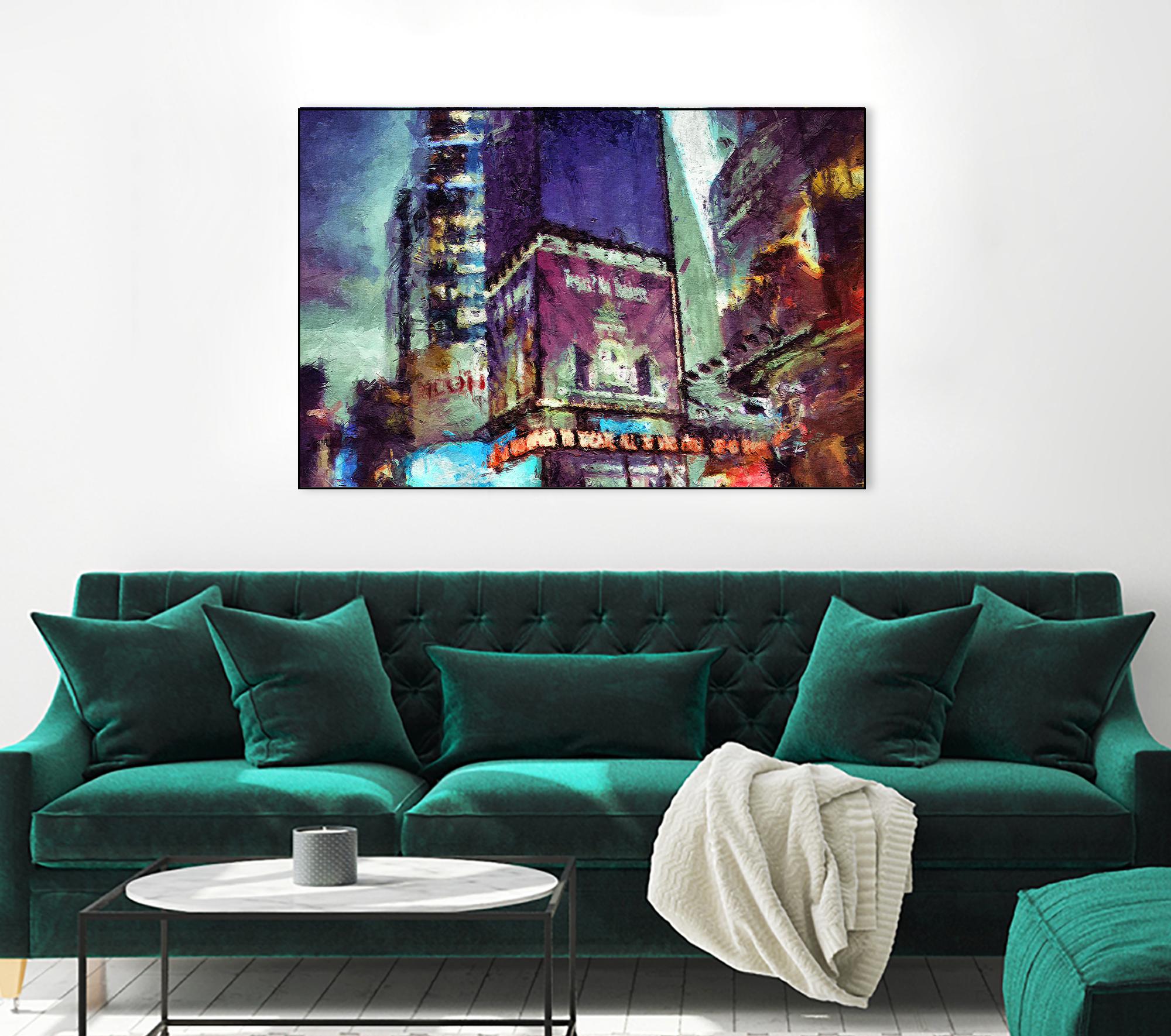 Painted City V by Jean-François Dupuis on GIANT ART - pink architecture new-york