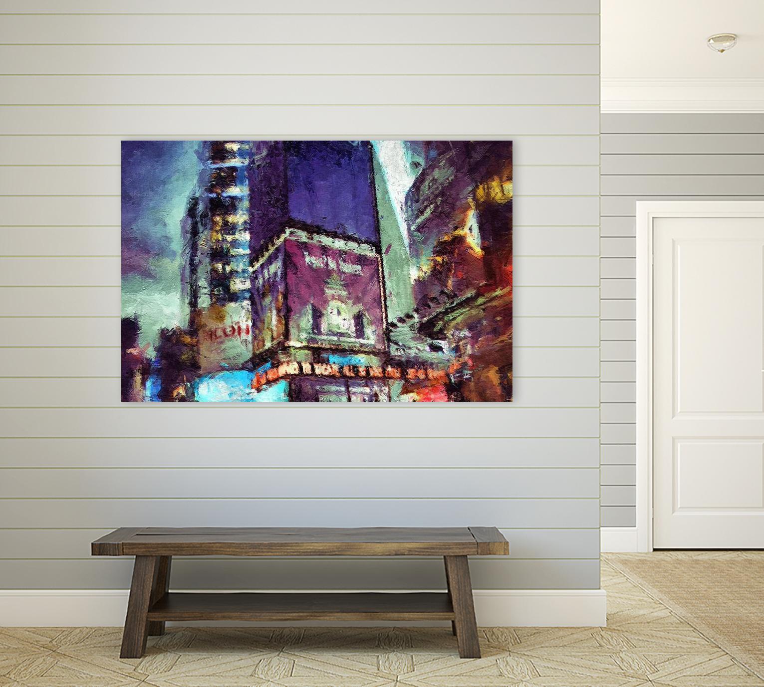 Painted City V by Jean-François Dupuis on GIANT ART - pink architecture new-york