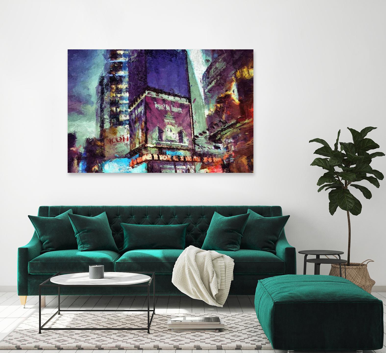 Painted City V by Jean-François Dupuis on GIANT ART - pink architecture new-york