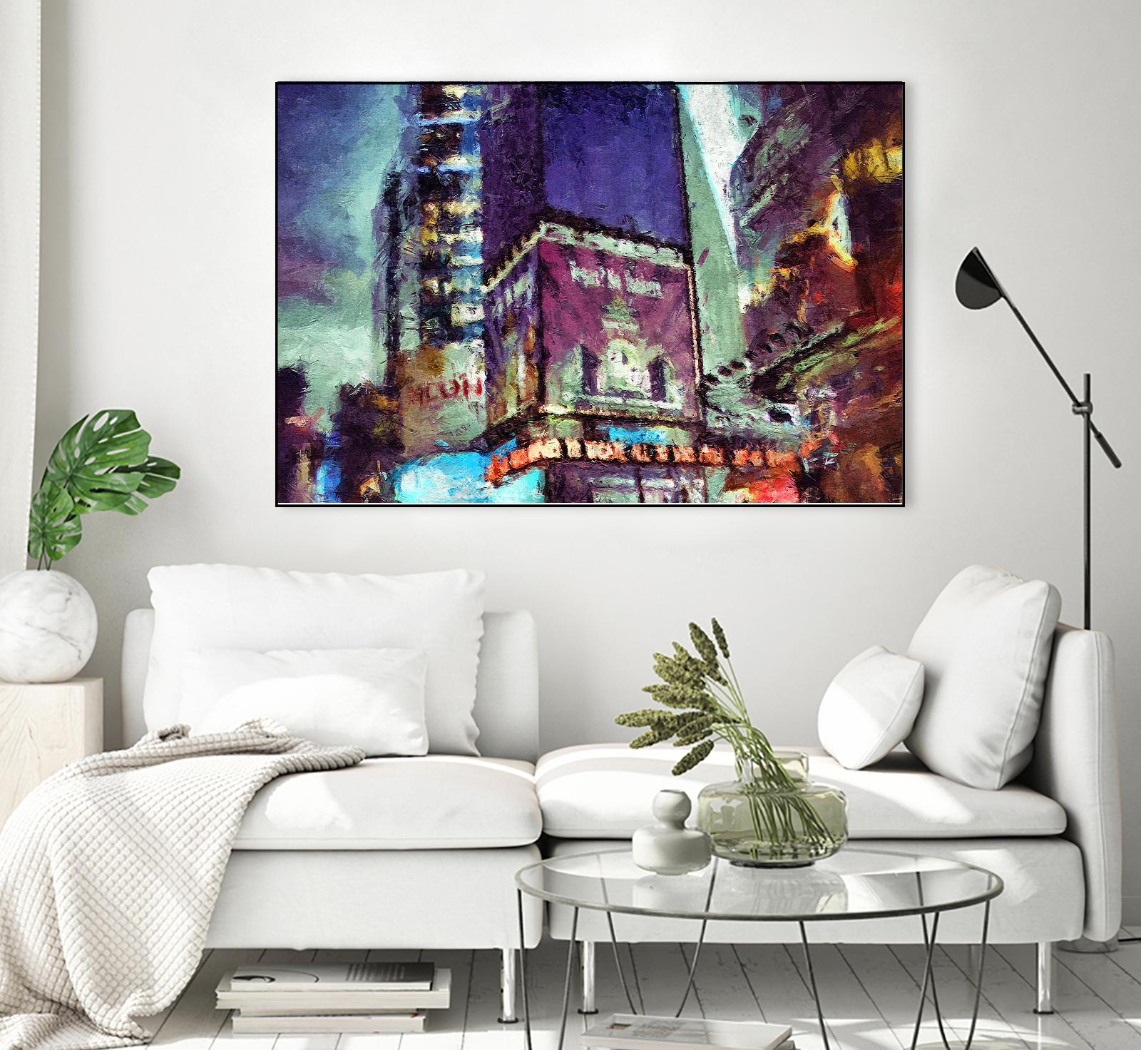 Painted City V by Jean-François Dupuis on GIANT ART - pink architecture new-york