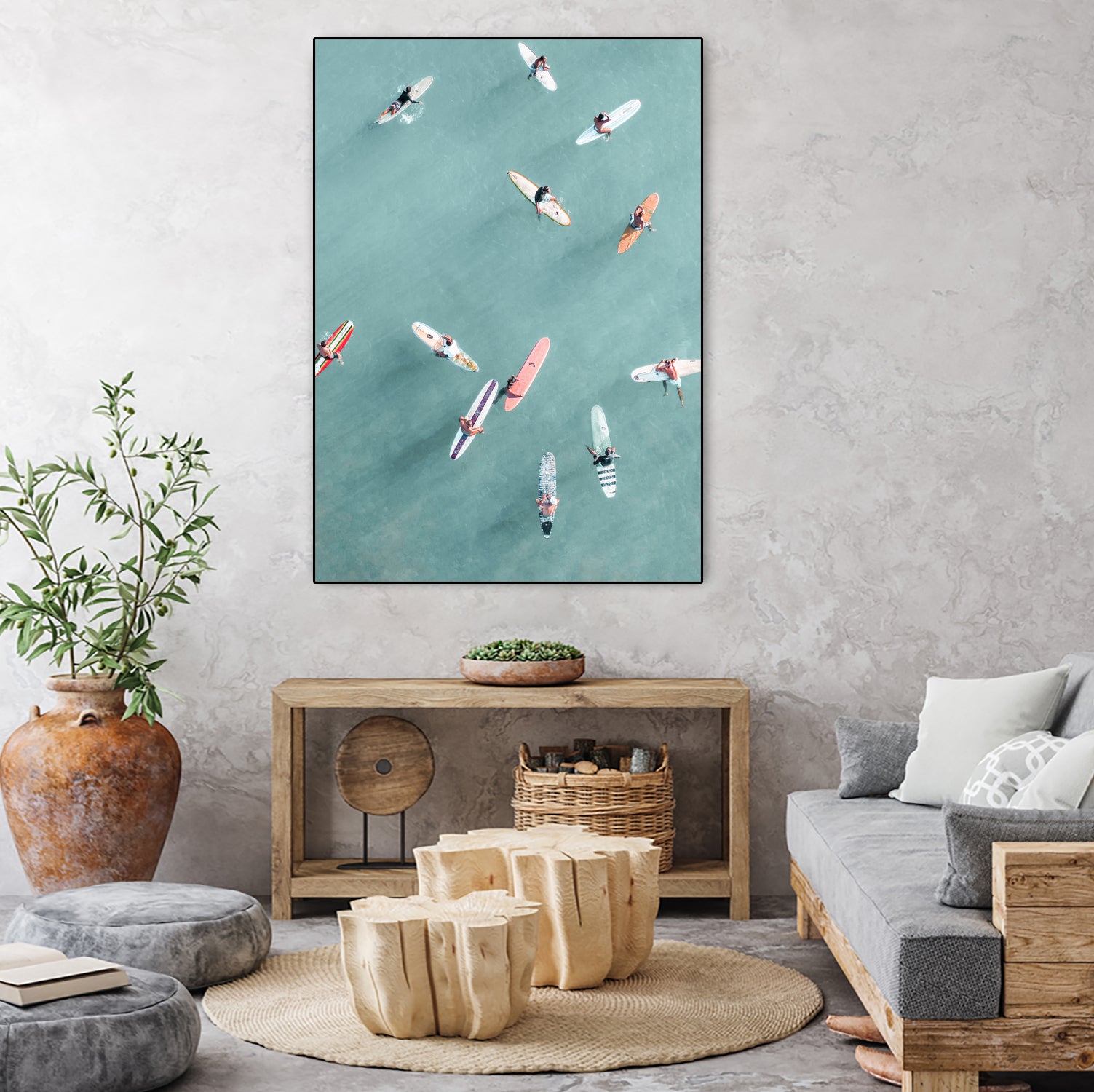Surfers by Uknown on GIANT ART - blue coastal surfboards