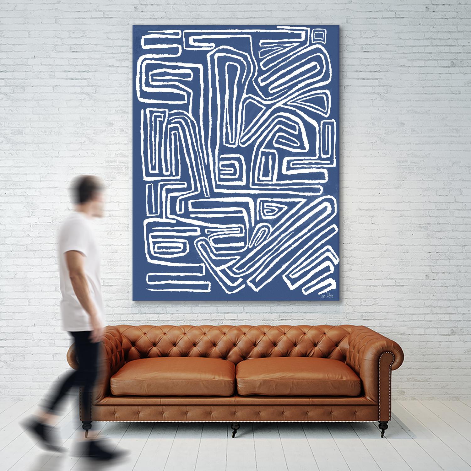 Centric - Blue - 14 by Lori Dubois on GIANT ART - blue linear monochrome