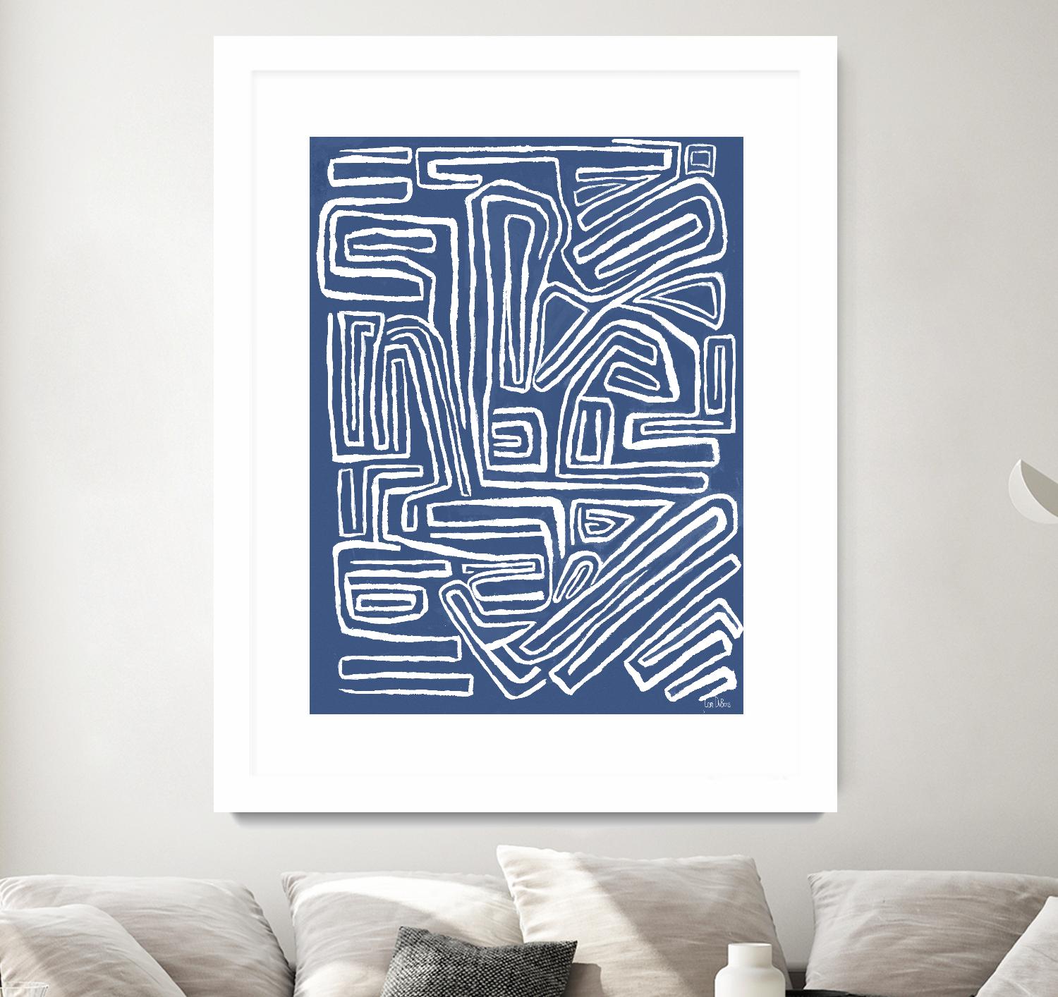 Centric - Blue - 14 by Lori Dubois on GIANT ART - blue linear artistes du québec