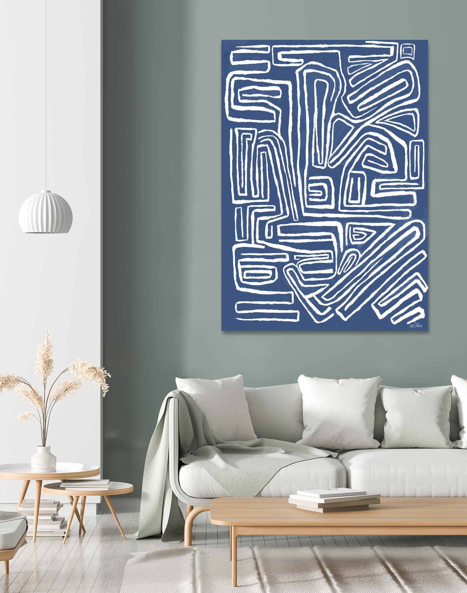 Centric - Blue - 14 by Lori Dubois on GIANT ART - blue linear artistes du québec