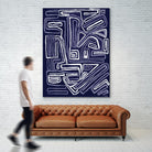 Centric - Navy - 5 by Lori Dubois on GIANT ART - blue linear ton sur ton